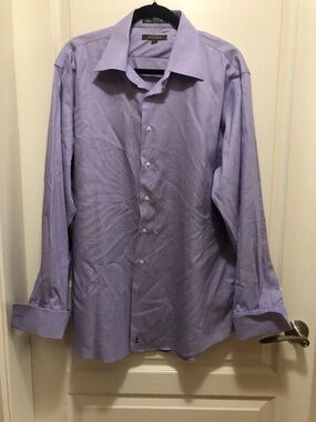 Nordstrom Mens French cuff shirt lavender size 17/35 cotton